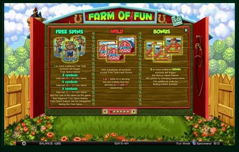 Farm of Fun Slot Machine Free Spins Bonus Screen