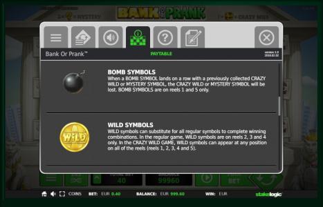 Bank or Prank Slot Machine Wild Symbol Screen