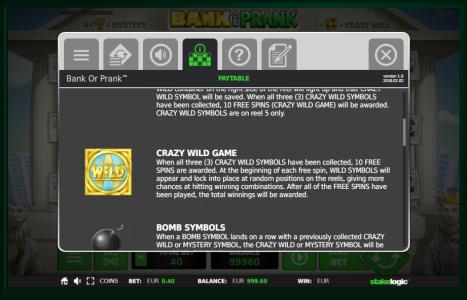 Bank or Prank Slot Machine Wild Symbol Screen