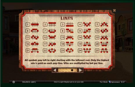 Wild Wild Spin Slot Machine Paylines Screen
