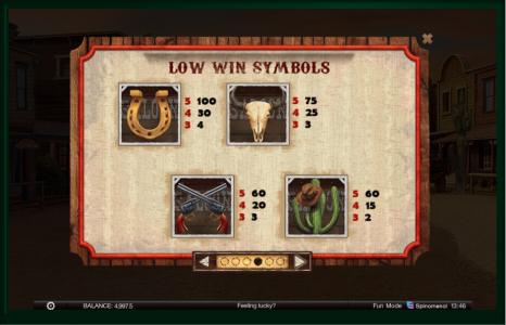 Wild Wild Spin Slot Machine Paytable Screen