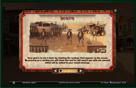 Wild Wild Spin Slot Machine Bonus Game Screen