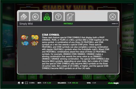 Simply Wild Slot Machine Wild Symbol Screen