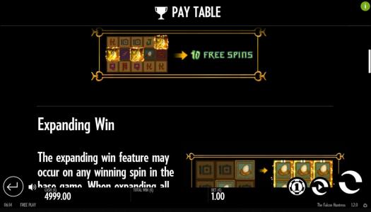 The Falcon Huntress Slot Machine Wild Symbol Screen