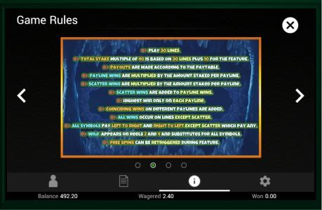 Huluwa Slot Machine Game Rules Screen