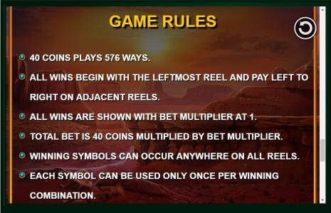 Wild Catcher Slot Machine Game Rules Screen