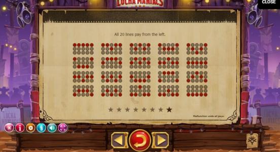 Lucha Maniacs Slot Machine Paylines Screen