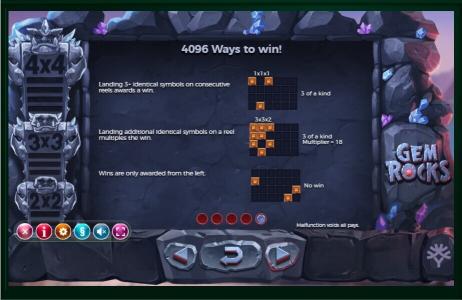 Gem Rocks Slot Machine 4096 Ways to Win Screen by Gem Rocks