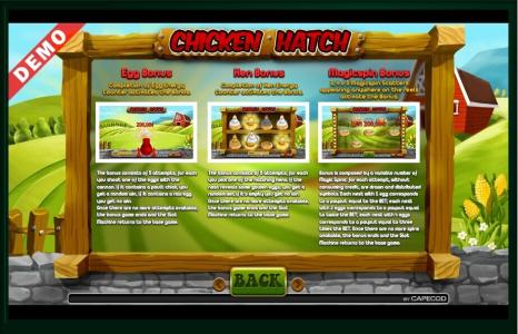 Chicken Hatch Slot Machine Chicken Hatch Bonus Features Screen