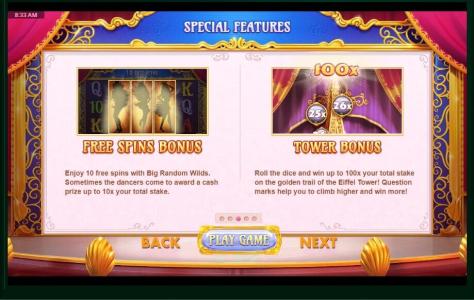 Lucky Cabaret Slot Machine Free Spins Bonus Screen