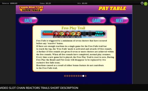 Chain Reactors Super Trails Slot Machine Free Play Bonus Screen