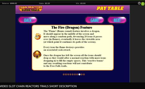 Chain Reactors Super Trails Slot Machine Paytable Screen