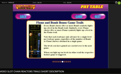 Chain Reactors Super Trails Slot Machine Gamble Feature Screen