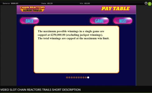 Chain Reactors Super Trails Slot Machine Gamble Feature Screen