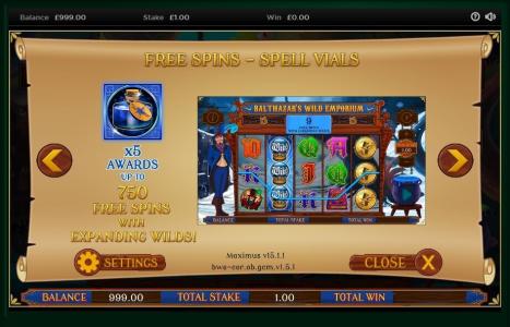 Balthazars Wild Emporium Slot Machine Free Spins Bonus Screen