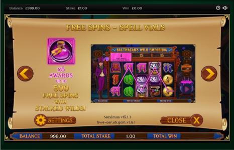Balthazars Wild Emporium Slot Machine Free Spins Bonus Screen