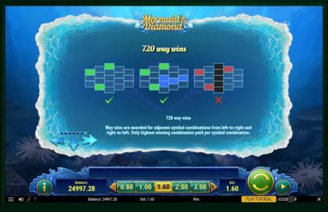 Mermaids Diamond Slot Machine Paylines Screen
