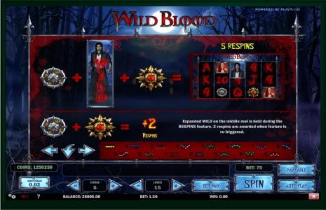 Wild Blood Slot Machine Wild Symbol Screen