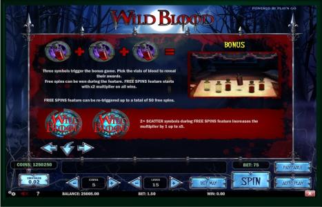 Wild Blood Slot Machine Bonus Game Screen