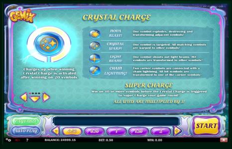 Gemix Slot Machine Super Charge Feature Screen