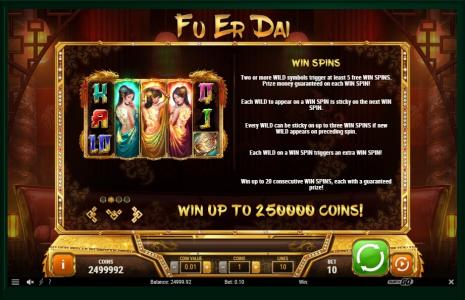 Fu Er Dai Slot Machine Win Spins Bonus Screen