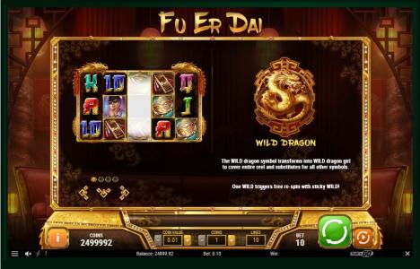 Fu Er Dai Slot Machine Wild Dragon Feature Screen