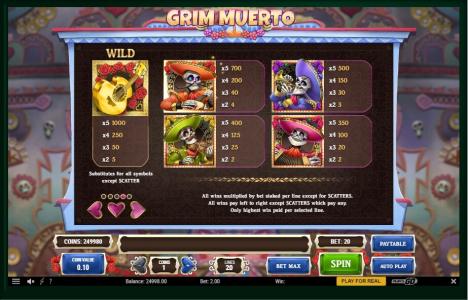 Grim Muerto Slot Machine Wild Symbol Screen
