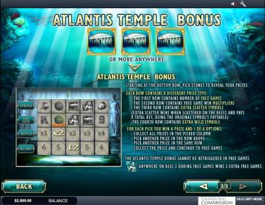 Atlantis Queen Slot Machine Atlantis Temple Bonus Feature Screen