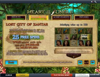 Heart of the Jungle Slot Machine Free Spins Bonus Screen