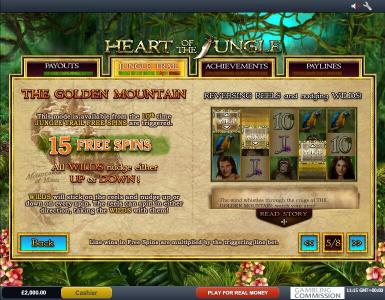 Heart of the Jungle Slot Machine Free Spins Bonus Screen