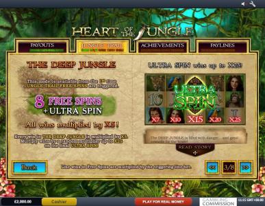 Heart of the Jungle Slot Machine Free Spins Bonus Screen