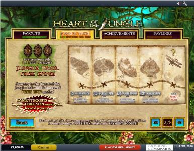 Heart of the Jungle Slot Machine Free Spins Bonus Screen