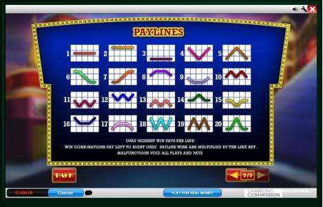 Cat In Vegas Slot Machine Paylines Screen