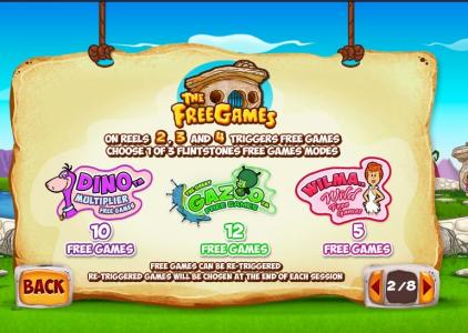 The Flintstones Slot Machine Free Games Screen