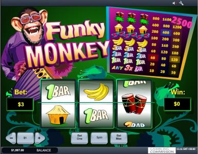 Funky Monkey Slot Machine Paytable Screen