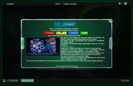Green Lantern Slot Machine Gamble Feature Screen