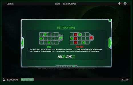 Green Lantern Slot Machine Bet Way Wins Screen