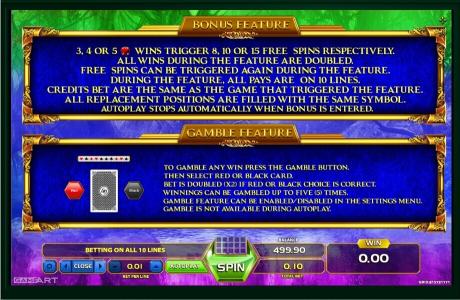 Tiger Heart Slot Machine Bonus Feature Screen