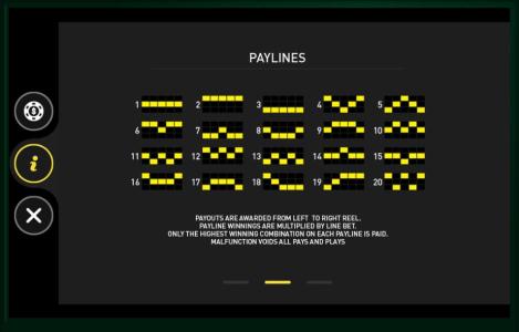 Fu Lu Shou Slot Machine Paylines Screen