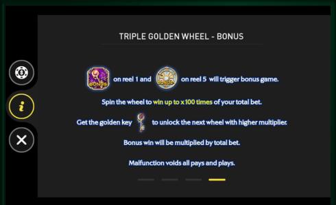 777 Golden Wheel Slot Machine Bonus Game Screen