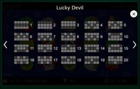 Lucky Devil Slot Machine Paylines Screen