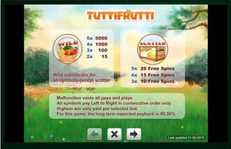 Tutti Frutti Slot Machine Free Spins Bonus Screen