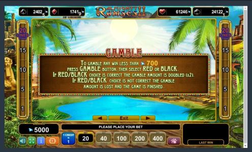 Almighty Ramses II Slot Machine Gamble Feature Screen