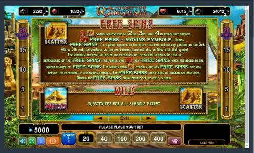 Almighty Ramses II Slot Machine Free Spins Bonus Screen