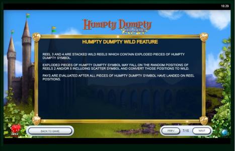 Humpty Dumpty Wild Riches Slot Machine Wild Feature Screen