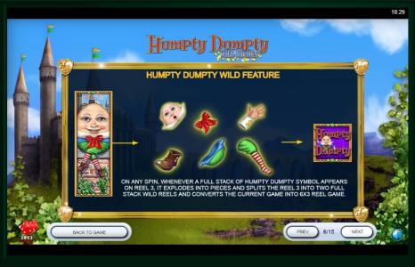 Humpty Dumpty Wild Riches Slot Machine Paytable Screen