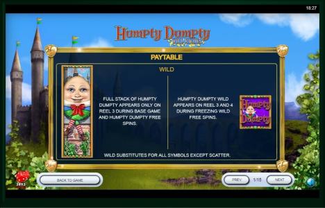 Humpty Dumpty Wild Riches Slot Machine Wild Symbol Screen