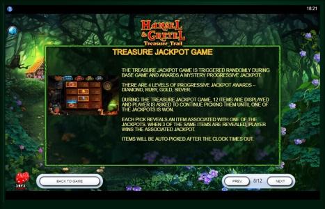 Hansel and Gretel Treasure Trail Slot Machine - Treasure Jackpot Game Screen