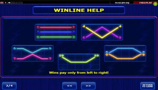 Hot Choice Slot Machine Paylines Screen