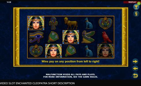 Enchanted Cleopatra Slot Machine Bonus Symbol Screen